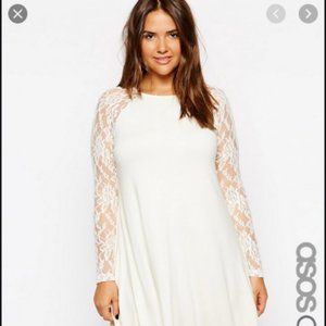 Asos Curve Swing Dress in Lace, Raglan Sleeves NWT